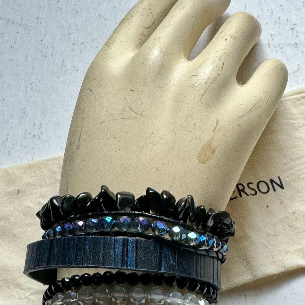 VICTORIA EMERSON MULTI STRAND-LAYERED BOHO CUFF BRACELET SILVER TONE 7.3” - Picture 3 of 5